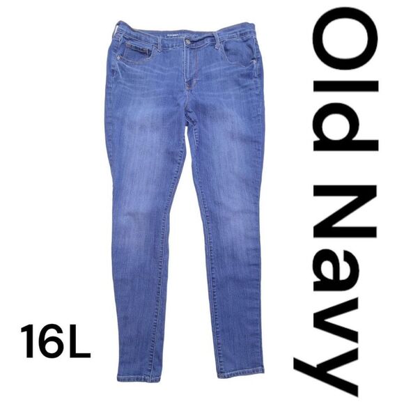 Old Navy Curvy Mid-Rise Women’s Blue Jeans Size 16 Long Tapered Altered - Picture 1 of 9